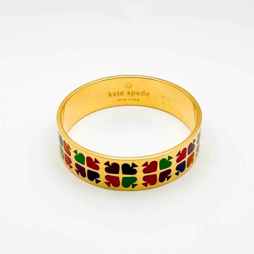 ♠️ Kate Spade ♠️ “Play Your Cards Right” Gold Bangle with Colorful Spade design - Picture 3 of 14